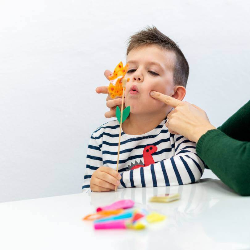 In-home pediatric speech therapist working with a child in Darien, CT.