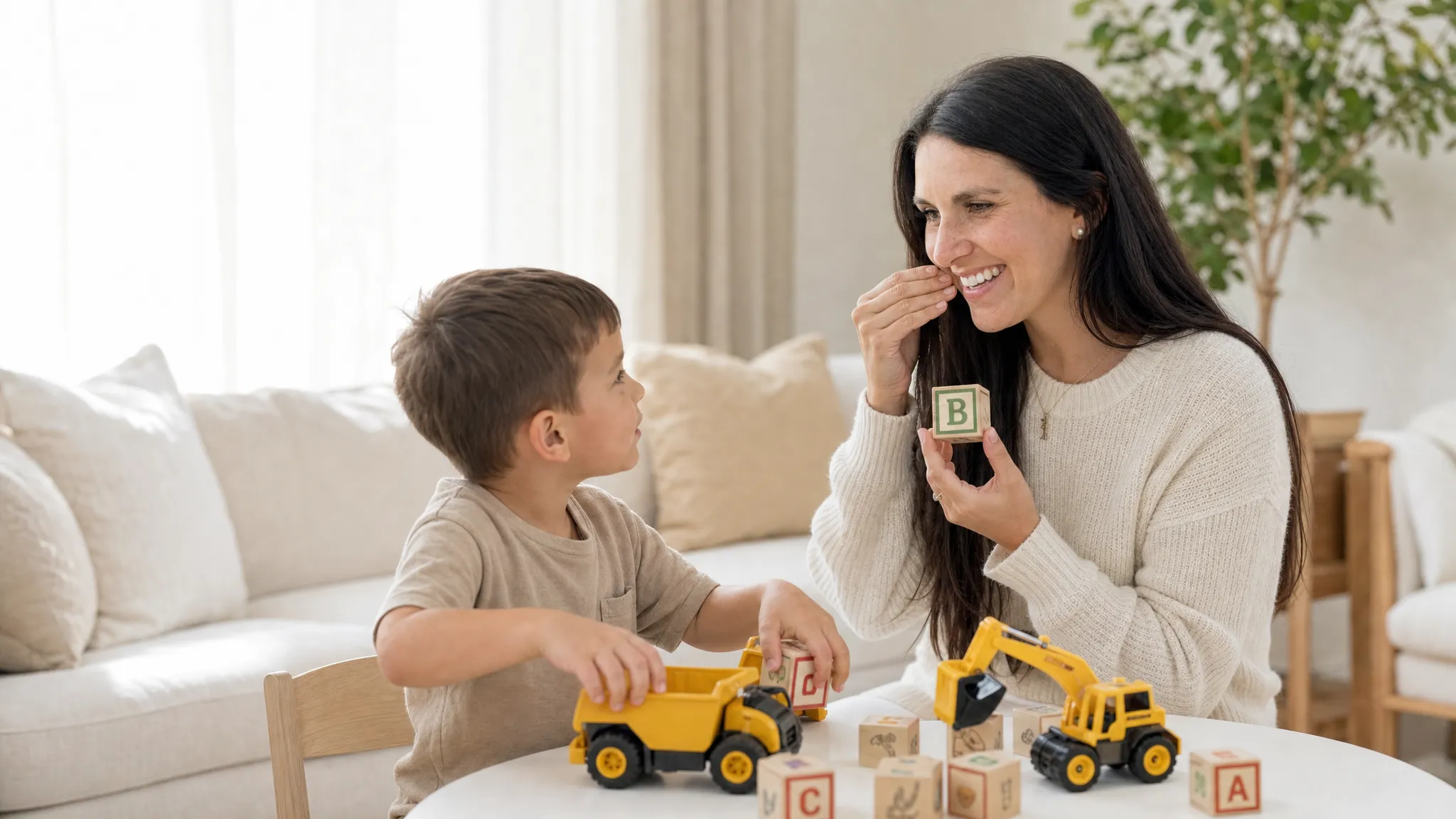 In-home pediatric speech therapy session in Stamford, CT